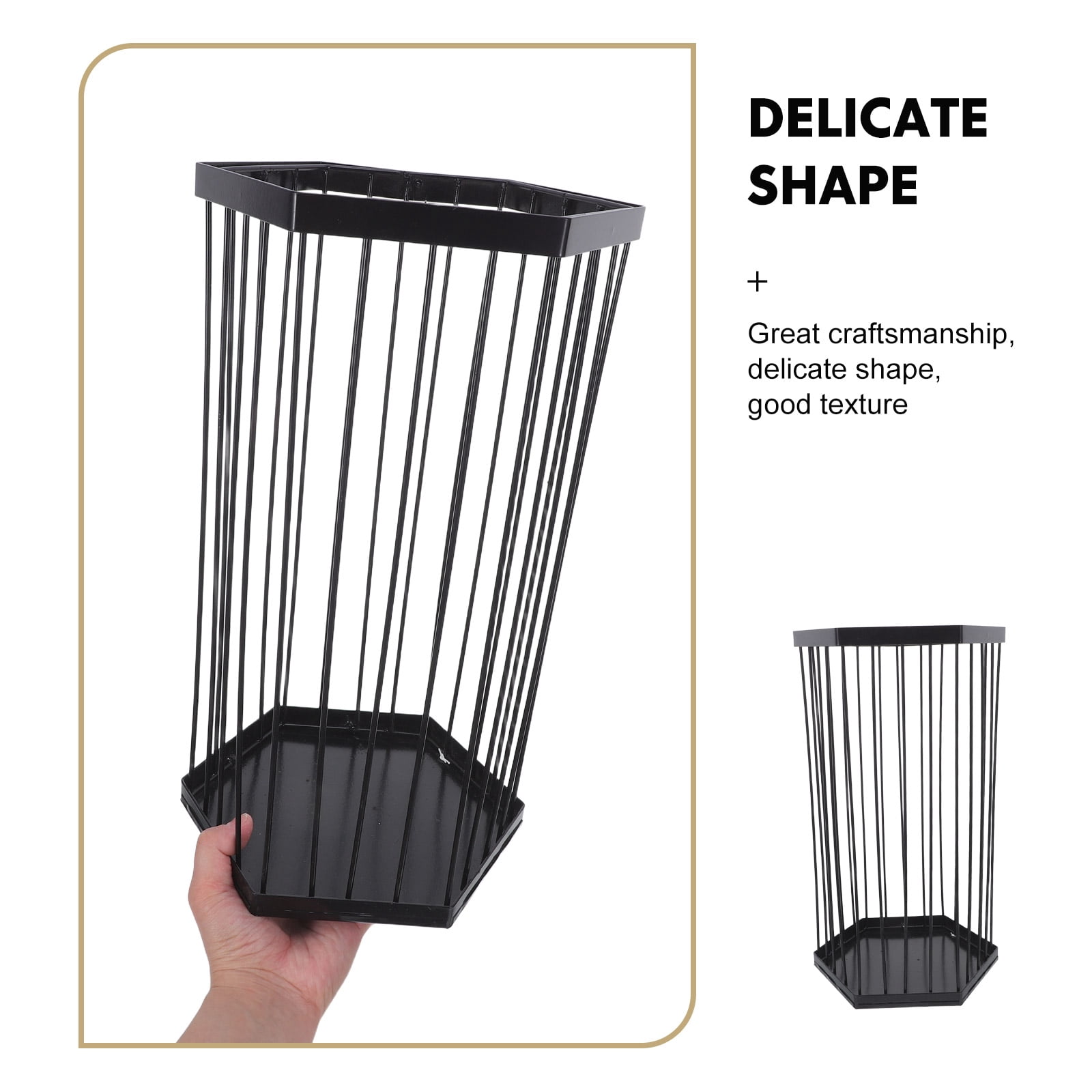 ETHZZLE Black Metal Umbrella Stand Rack for Indoor Entryway with Sturdy Iron Frame and Spacious Storage