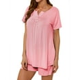 thumbnail image 4 of Hibeli Womens Summer Pajama Sets 2 Piece Cozy Short Sleeve Lounge Soft Sleepwear Set, 4 of 6