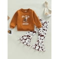 thumbnail image 2 of Bagilaanoe 2pcs Toddler Baby Girls Long Pants Set Letter Print Long Sleeve Sweatshirt Tops + Flared Trousers 6M 12M 18M 24M 3T 4T Kids Casual Outfits, 2 of 8