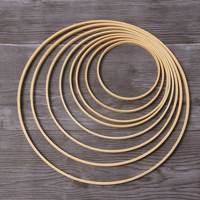 Juego de decoración de boda con anillo interior de bambú, atrapasueños, anillo de bambú, artesanías de bambú, accesorios para abanicos redondos perforables