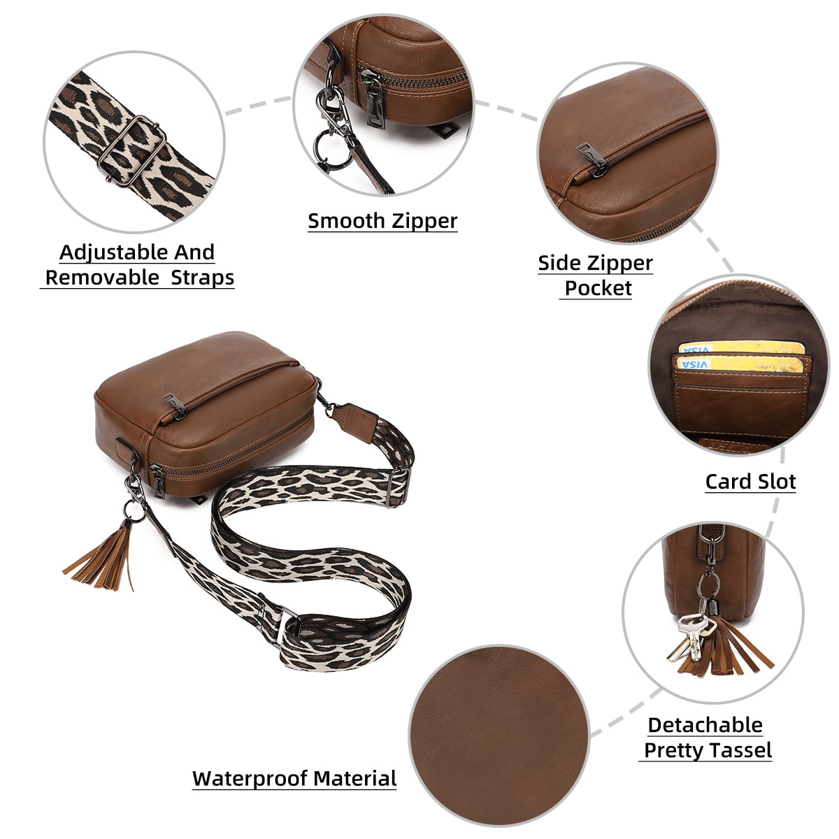 KL928 Soft Leather Crossbody Bag for Women Ladies Wide Strap Shoulder Bag Small Purses and Handbags