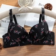 thumbnail image 2 of YUGYXL Flower Printed Bra for Women Daily Gather Seamless Bra Full Coverage Underwear Bras Comfy Breathable Adjustable Bra Black 36, 2 of 4