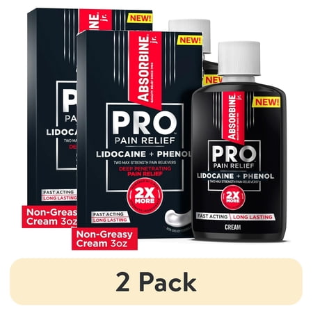 (2 pack) Absorbine Jr. PRO Max Strength Lidocaine Pain Relief Cream, Fast-Acting, 3 oz