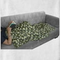thumbnail image 5 of Flowers Insects Soft Flannel Fleece Throw Blanket, Tropical Composition of Palm Leaves, Cozy Plush for Indoor and Outdoor Use, 50" x 60", Grey Teal Olive Green, by Ambesonne, 5 of 5