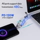 thumbnail image 4 of pzoz - Cargador de llavero port&aacute;til con visualizaci&oacute;n LED, 4 en 1 Multi USB C de carga r&aacute;pida Combo Lightning/Tipo C/USB A/USBC Puertos para iPhone, iPad, MacBook AirP, 4 of 6