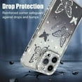 thumbnail image 3 of Magnetic for iPhone 14 Pro Max Case 6.7", Cute Butterfly Pattern, Glitter Bling Diamond Edge Sparkly Cover Screen Protector Gradient Phone Case Camera Protection for Girls Women -Silver, 3 of 11