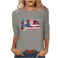 thumbnail image 3 of lcziwo 3/4 Length Sleeve Womens Tops Plus Size Cotton Independence Day Basic T Shirt Anniversary Stars Stripes Lightweight Family Tee Top Gray XXXL, 3 of 6