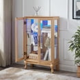 thumbnail image 4 of Eyisean 44" H LED Lighted Display Cabinet, Curio Display Case with 3-Tier Adjustable Glass Shelves, Curio Cabinet with Mirrored Back Panel for Living Room, Light Blub Included, 4 of 12
