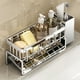 thumbnail image 5 of Organizador de fregadero con bandeja de drenaje y toallero | Soporte para esponja, jabón y cepillo sin taladro | Almacenamiento de encimera de acero inoxidable | Incluye tubo para utensilios, 5 of 6