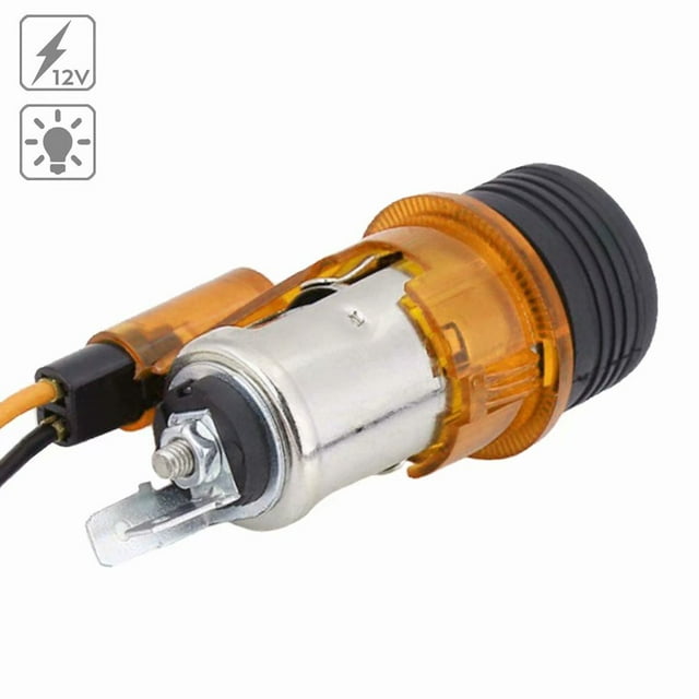 Cigarette Lighter with Light, Universal Car Motocycle Boat Cigarette Lighter Power Plug Replacement DC 12V, Orange Light