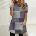 thumbnail image 2 of GXIPO Womens Fall Tunic Tops for Leggings Casual Short Sleeve Long Shirts with Pockets Purple M, 2 of 5