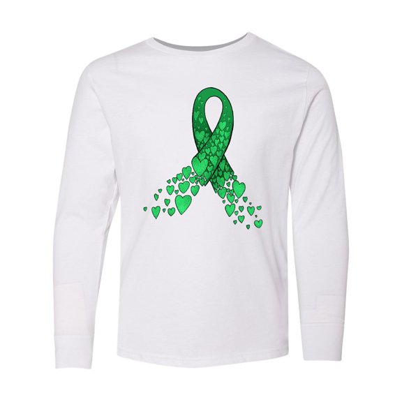 Inktastic Cerebral Palsy Awareness- Green Ribbon Made of Hearts Long Sleeve Youth T-Shirt