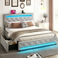 thumbnail image 6 of LED Bed Frame Queen Size with 4 Storage Drawers + 2 USB Ports and Outlets, Adjustable Upholstered Headboard, Solid Wooden Slat Support, No Box Spring Needed, 6 of 8
