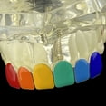 thumbnail image 6 of Real Solid 925 Sterling Silver Rainbow Color Grillz Hip Hop Grills Six Top Row Teeth Grills, 6 of 9