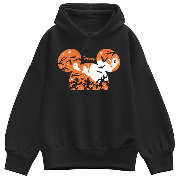 Disney - Halloween Mickey Head Silhouette - Women's Oversized Fleece Hoodie Sweatshirt