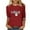 Red, variant on Tops for Women Three-Quarter Sleeve Heart Valentine's Day Round Neck Print Casual Loose T-Shirt Purple XL