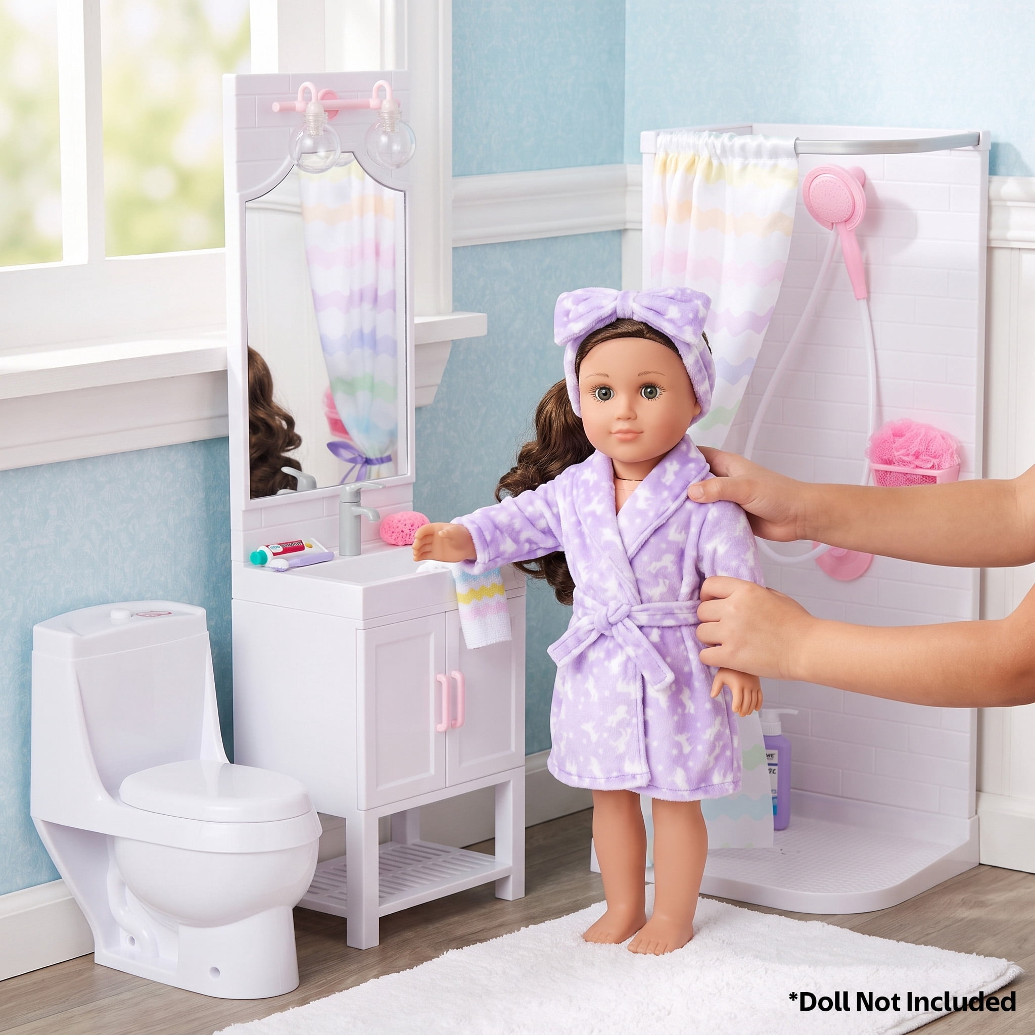 My Life As Bathroom Play Set for 18-Inch Dolls, 9 Pieces