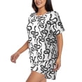thumbnail image 2 of Susaid Hand Drawn Snake Print Women's Pajama Set, Button-Up Sleepwear with Elastic Waist Shorts, Perfect for Lounging, Yoga, Beach, and Casual Wear-X-Large, 2 of 7