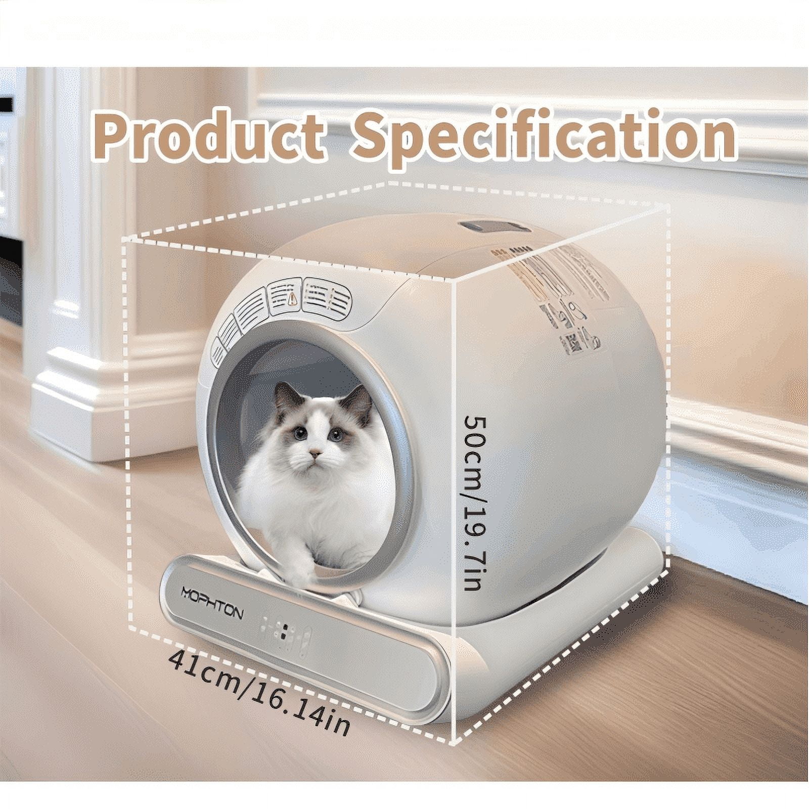 MOPHTION Automatic Cleaning 65L Large Litter Box with Bucket Trash Can, Removable Filter Chassis, Multi-Cat
