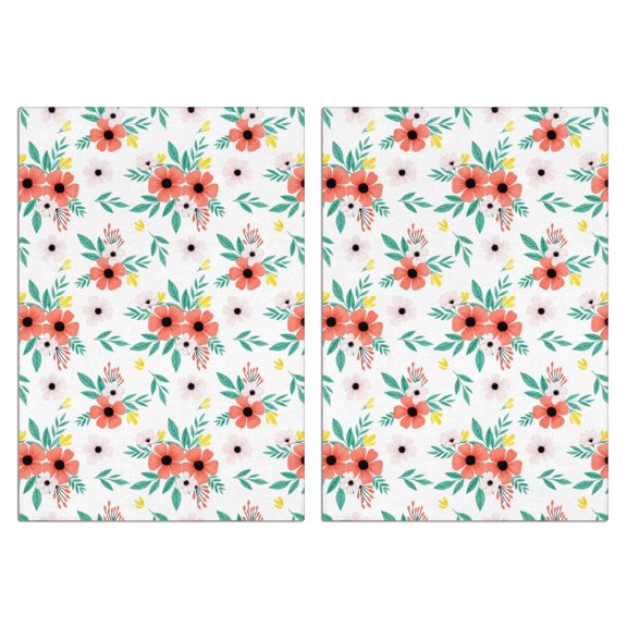 2 Pcs Pioneer Flower Floral Print Pattern Kitchen Towels, Funny Microfiber Dish Towel Set, 18" X 26" Tea Towels