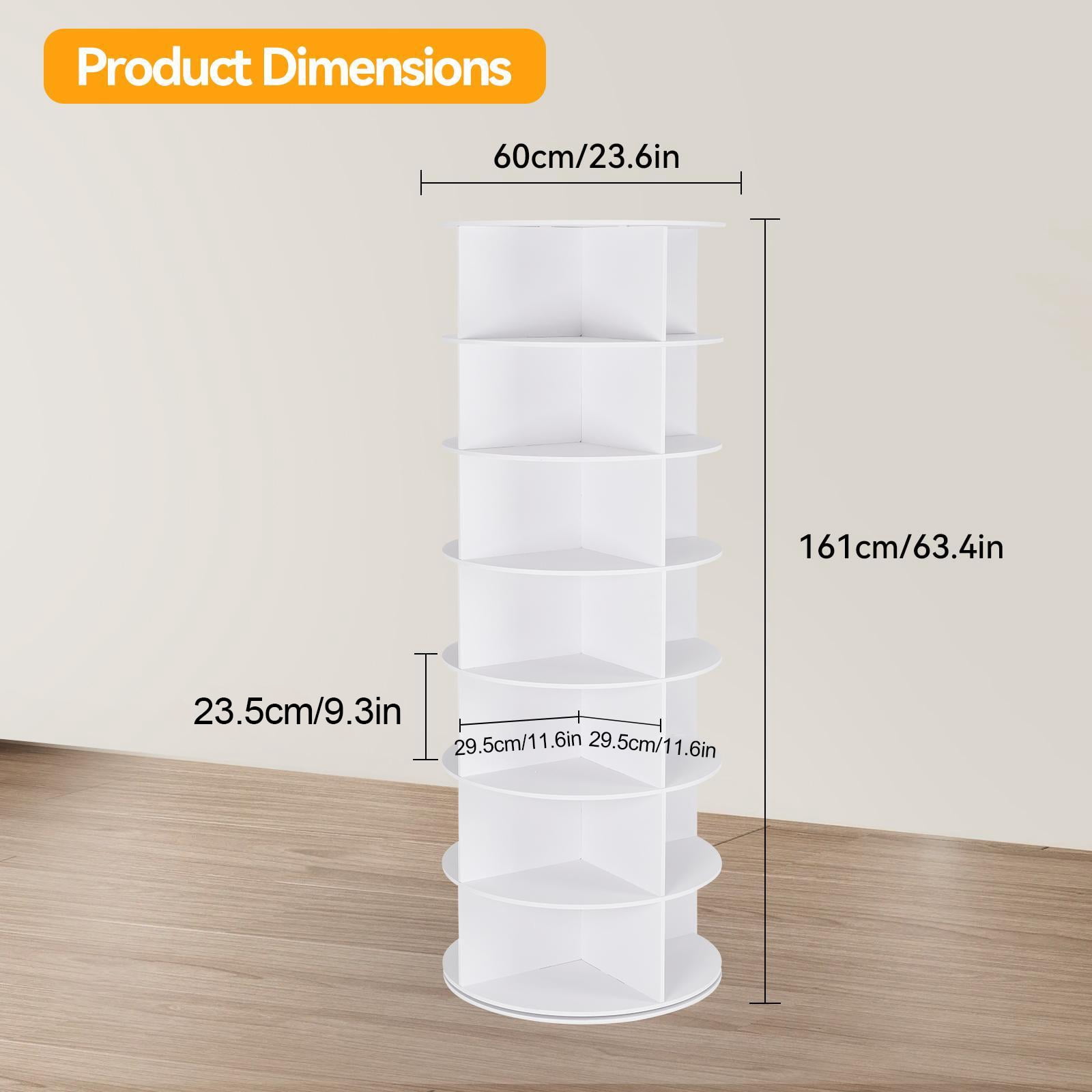 7-Tier Spinning Shoe Rack, 360° Rotating Shoe Organizer Tower, Vertical Carousel Storage for Shoes and Handbags
