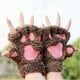 thumbnail image 5 of Guantes sin dedos con forma de pata de gato y gatito, de piel sintética, cómodos y de felpa, con pantalla táctil, cálidos, para niñas y mujeres, 01, 5 of 5