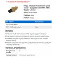 thumbnail image 2 of Output Automatic Transmission Speed Sensor - Compatible with 1990 - 1995 Chrysler LeBaron 1991 1992 1993 1994, 2 of 2