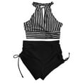 thumbnail image 4 of Trajes de baño para mujer, Trajes de baño para mujer Moda Mujer Estampado Casual Lazo Abertura Bikinis de Cintura Alta Conjuntos de Trajes de Baño para Mujer Traje de Baño, 4 of 6