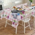 thumbnail image 4 of Happy Easter Rectangle Tablecloth, Cute Rabbits Daisy Flowers Leaves Eggs Pink Plaid Waterproof & StainResistant Tablecloth, Washable Oil-proof Table Cover for Dining/Party/Wedding/Buffet 54x108 In, 4 of 9