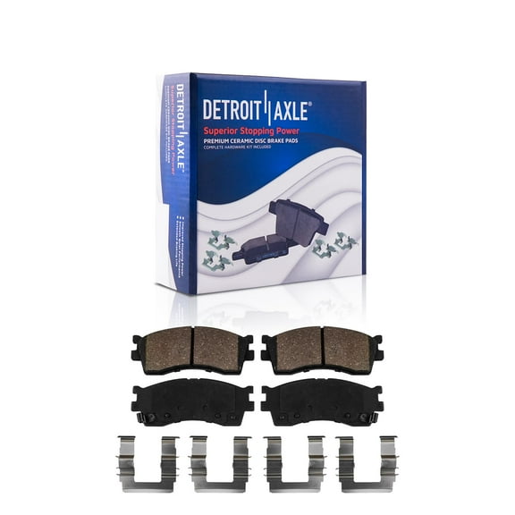 Detroit Axle - Front Brake Pads for 2003-2005 Kia Rio, 2001-2004 Spectra, 2001 Sephia, Ceramic Brake Pads with Hardware Replacement