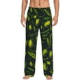thumbnail image 2 of Kdxio Green Branch Olive Print Men's Sleep Pajama Pant Lounge Pants with Pockets, 2 of 8