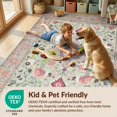 thumbnail image 4 of Design&I 4'x6' Washable Area Rug Oushak Boho Floral Vine With Allover Medallion And Bordered Scroll for Reading Nook, Bedroom, Pet Friendly & Non-Slip Built-In Grip, 4 of 7