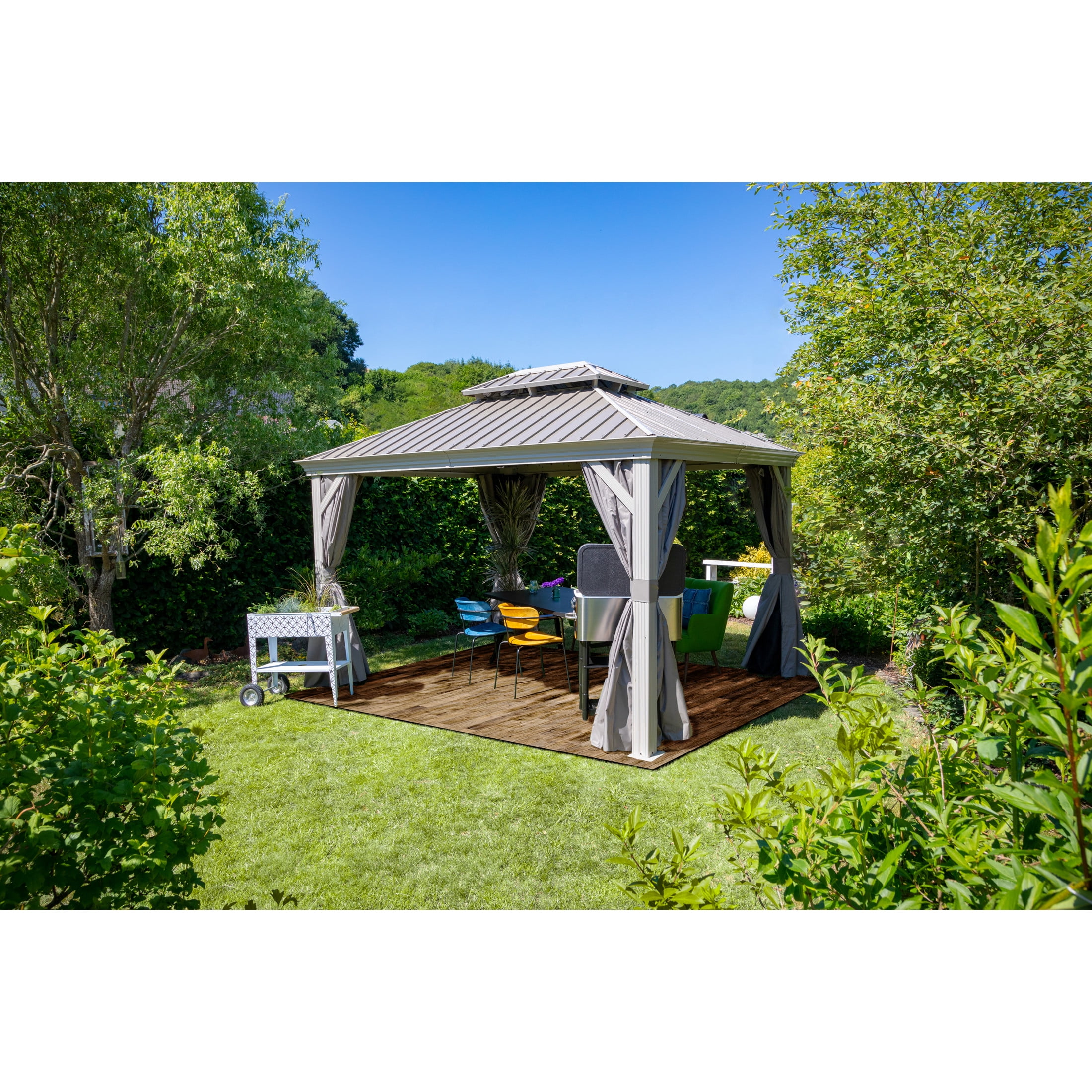 Sojag Taupe Curtains for Monaco/Messina/Mykonos Gazebos, 12 ft. x 12 ft., Spun, Outdoor Shades