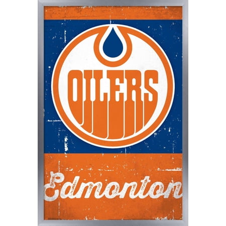 NHL Edmonton Oilers - Retro Logo 13 Wall Poster, 14.725" x 22.375", Framed