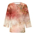 thumbnail image 7 of Taqqpue Womens 3/4 Length Sleeve Tops Fall Dressy Casual Floral Printed Crew-Neck Half Sleeve Button T Shirt Loose Fit Plus Size Blouse Tops, 7 of 7