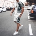 thumbnail image 4 of Nueva camiseta de manga corta + pantalón corto con estampado 3D de grafiti de animales para hombre de verano, traje deportivo informal, 4 of 4
