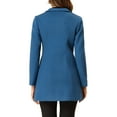 thumbnail image 3 of INSPIRE CHIC Women's Lapel Collar Buttoned Outwear Elegant Work Notch Trench Winter Coat M Grey Blue, 3 of 6