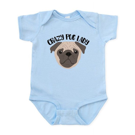 CafePress - Crazy Pug Lady Baby Light Bodysuit - Baby Light Bodysuit, Size Newborn - 24 Months