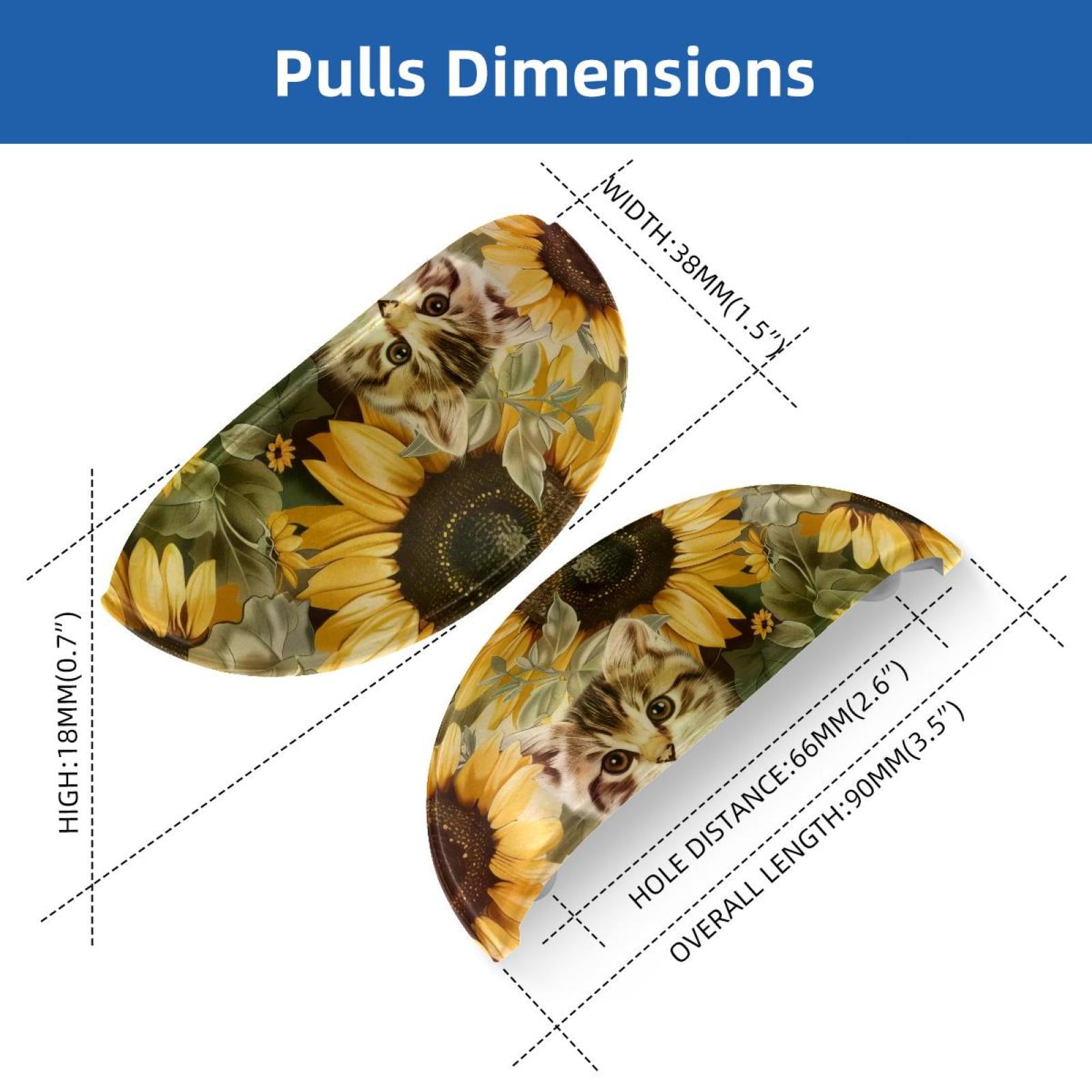 PhooArto 6 Pcs Cup Drawer Pulls, Cute Cat Sunflower Pattern Shell Shape Handles Cabinet Knobs for Dresser Cupboard Closet Wardrobe with Screws