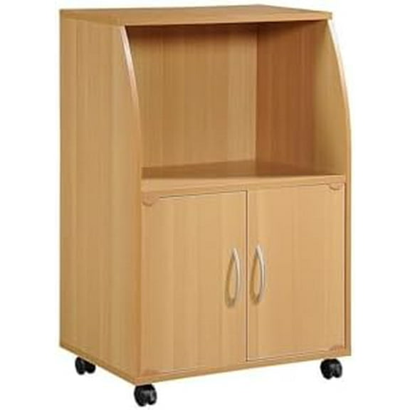 Modern Microwave Cart with Storage - Mobile Kitchen Island Cart on Wheels - Beech Wood Design$$Home Decor, Kitchen, & Other