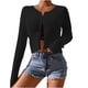 thumbnail image 1 of Moda mujer Otoño e Invierno Casual manga larga Color sólido suéter Tops blusa cárdigan Pompotops  qwe21462, 1 of 8