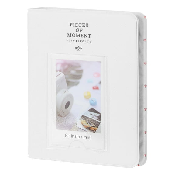 Uxcell 64 Pockets Photos Album, Leather Cover 2 x 3 Small Photo Album with Front Window for Instant Film, (White)