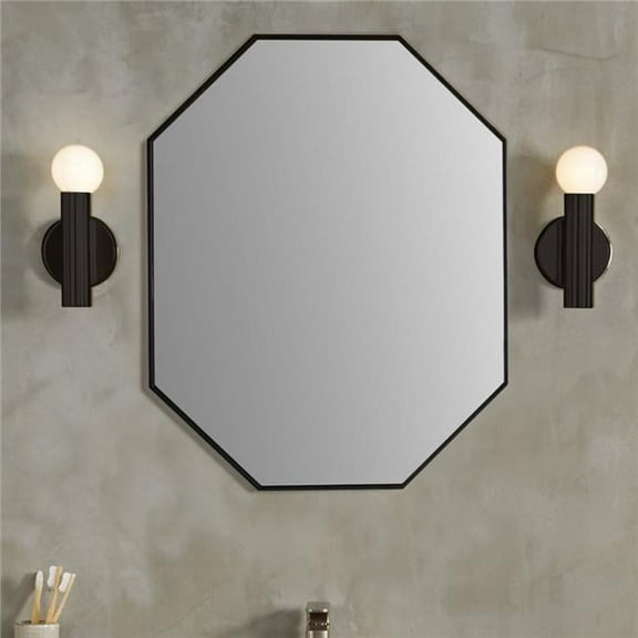 Bellaterra Home 8834-24BL Octagon Metal Frame Mirror, Matte Black