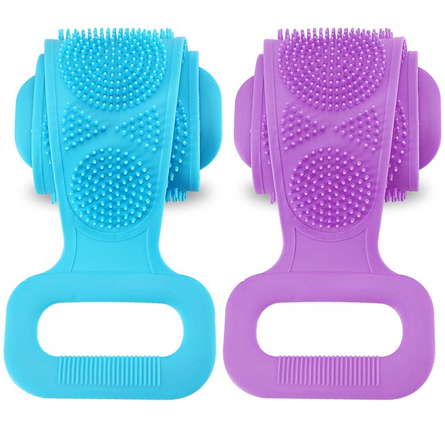Limpiador de espalda de silicona de 2 piezas, exfoliante y limpieza profunda