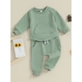 thumbnail image 3 of Suealasg Toddler Baby Boys Girls Fall Winter Clothes 6M 12M 18M 2T 3T Kids Crew Neck Long Sleeve Sweatshirt Pullover Top Drawstring Pants Sets 2Pcs, 3 of 9