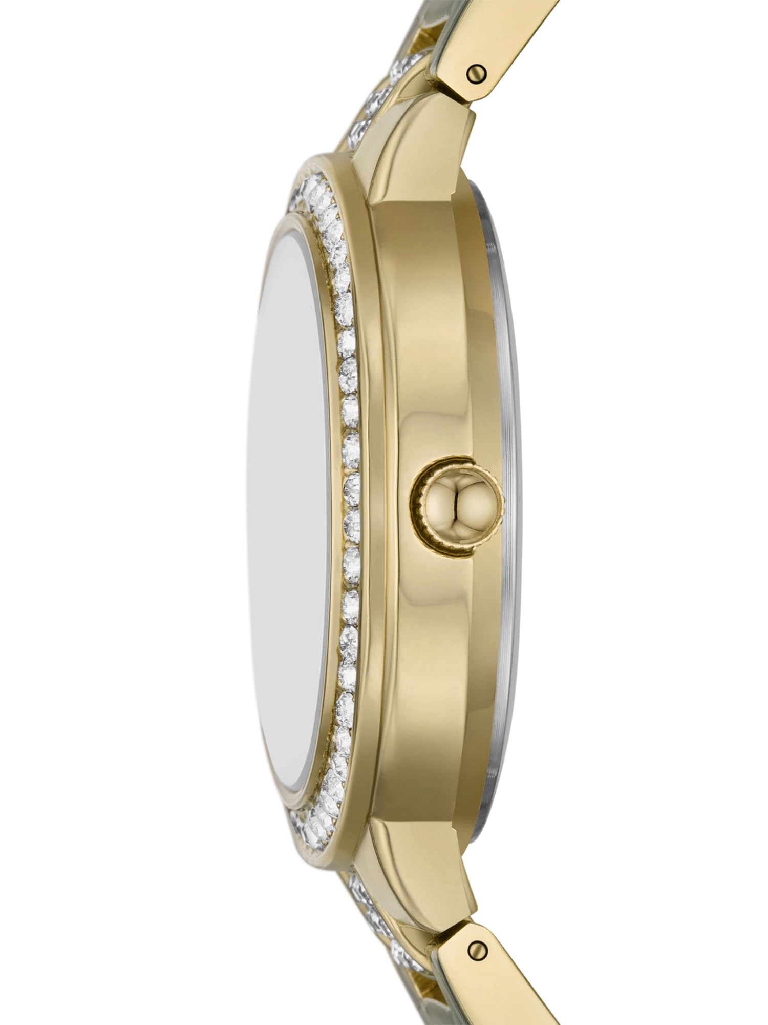 Folio Women's Gift Set; Gold Tone Bracelet Watch, Layered Faux Pearl Bracelets and Earrings (FMDAL1167)