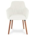 thumbnail image 5 of 3 Piece Dining Set, 2 Modern Style Solid Wood Alba Armchairs w Round Dining Table, Kitchen Set for Two, Modern Armchairs and Round Table, Dining Table Set, Cream Color, 5 of 10