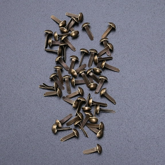 FELTECHELECTR 100Pcs Mini Brads for Paper Crafts and Scrapbooking Bronze Coffee Round Shape