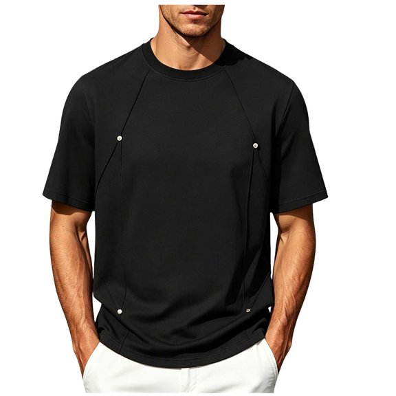 Luvrsol Big & Tall Mens T-Shirts Solid Crew Neck Basic Cotton Short Sleeve Tees Layering Shirts M-5XL