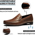 thumbnail image 3 of Men's Crocodile-Patterned Casual Oxford Shoes Business Formal Classic Loafers for Wedding Driving Genuine Leather Shoes Brown 9 US, 3 of 7